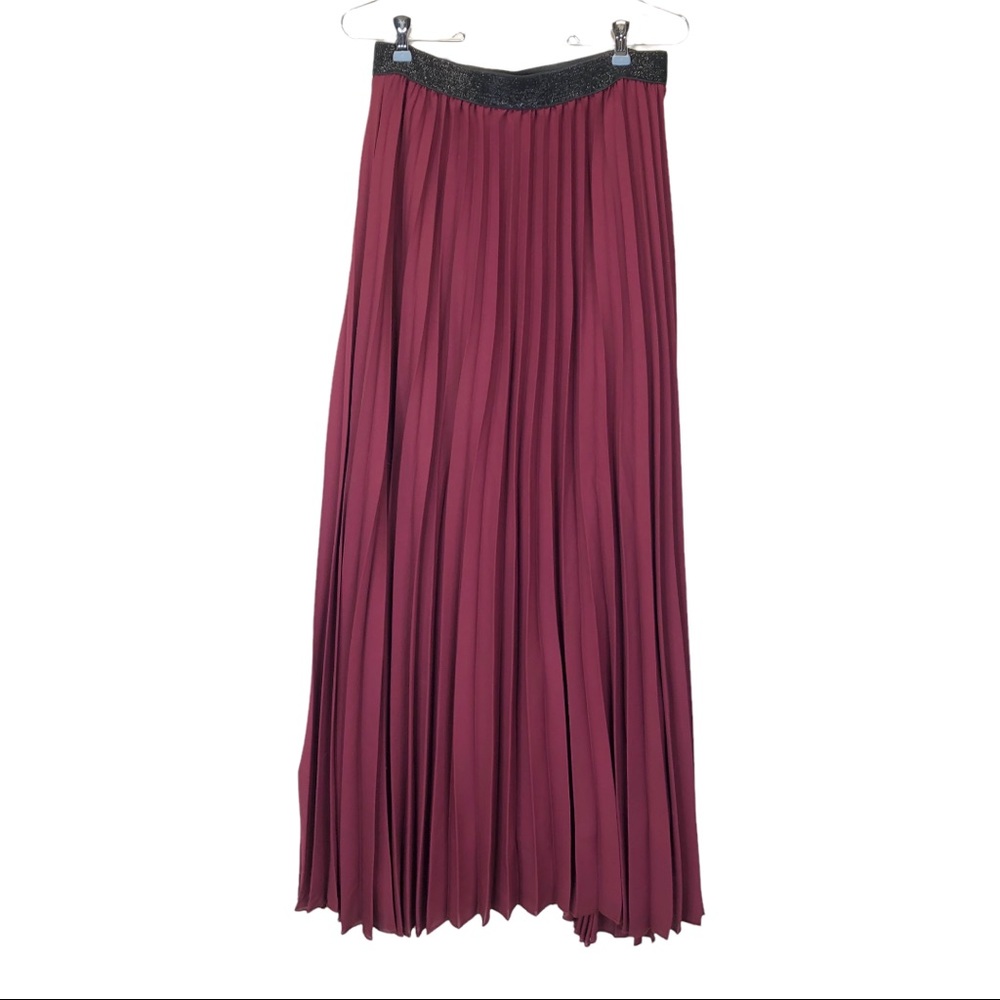 Le Lis maxi skirt accordion pleated maroon - large